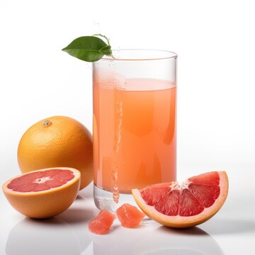 Grapefruit juice isolated on white background. Generative AI