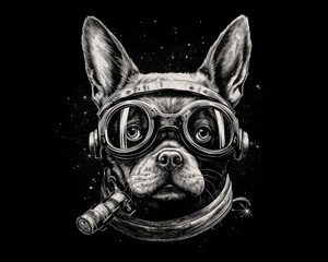 art dog in space . dreamlike background with dog . Hand Drawn Style illustration