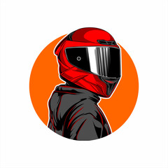 rider logo with the concept of men using helmets