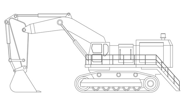 black and white excavator outline clip art preview