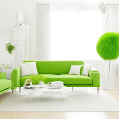 Stylish Modern Living Room with Green Accents