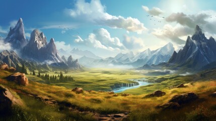 Fototapeta premium Fantasy Landscape Game Art