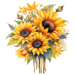Naklejka premium Sunflower Farmhouse Watercolor Ai Generative Clipart PNG