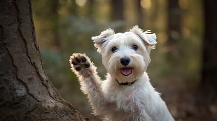 A Funny Dog Giving a High Five