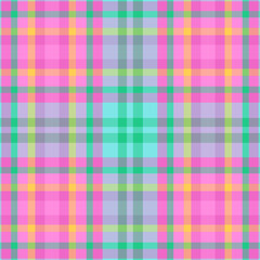 Bright playful sorbet palette summer plaid seamless vector pattern