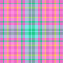 Bright playful sorbet palette summer plaid seamless vector pattern