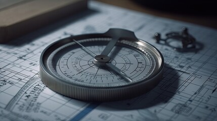 Fototapeta na wymiar 3d compass illustration on the table