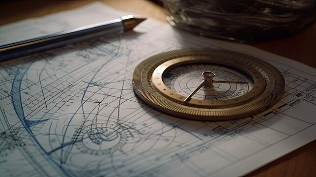 3d compass illustration on the table