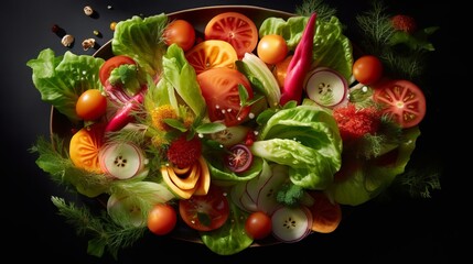 Fototapeta na wymiar Vibrant and Fresh Salad Bursting with Colors and Flavors