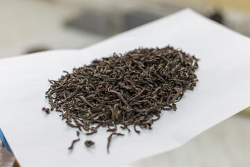Close up view of tea raw material.