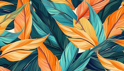 Background with tropical leaves. strelitzia. Graphical pattern.