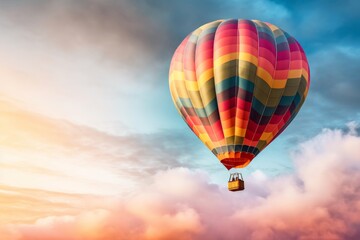 Obraz premium Colorful hot air balloon floating amidst the clouds. Generative AI