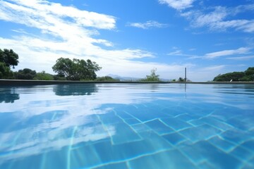 Fototapeta na wymiar Inviting empty swimming pool with crystal clear blue water. Generative AI