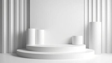 3d abstract background white podium for product. Generative ai