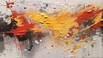 A vibrant and abstract painting with colorful paint splatters and drips. Generative ai