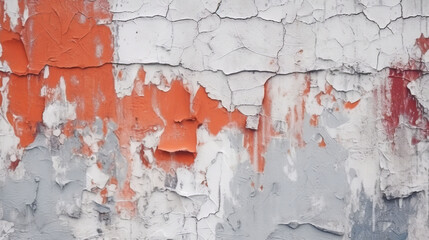 Closeup of colorful gray orange red urban wall texture. Generative ai