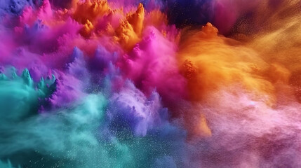 Fototapeta na wymiar Colorful powder explosion abstract background. Generative ai