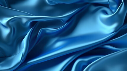 Obraz premium Flying blue silk textile fabric flag background. Generative ai