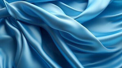 Obraz premium Flying blue silk textile fabric flag background. Generative ai