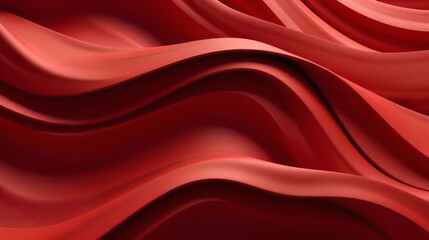 Obraz premium Red fabric with abstract wavy lines. Generative ai