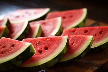 Macro shot of sliced of watermelon generative ai