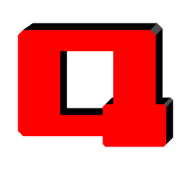 Original square capital red letter Q