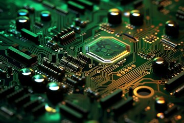 Obraz premium Computer circuit board close-up. Generative AI