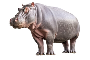 An adult gray hippopotamus, very massive and large, isolated (Generative AI, Generativ, KI)