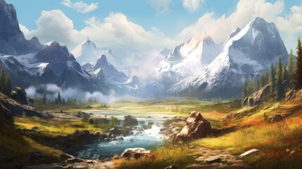 Obraz na płótnie Canvas Fantasy Landscape Game Art
