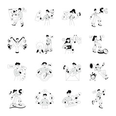 Bundle of Sales Marketing Hand Drawn Illustrations  

