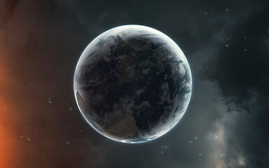 Fototapeta na wymiar 3D illustration of high quality Earth planet, perfect for wallpapers of print. 5K realistic science fiction art. Elements of image provided by Nasa