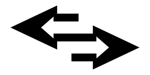 Left right arrows icon. Black transfer arrows icon or logo. Arrows sign for web design and mobil apps. Vector isolated on white background.