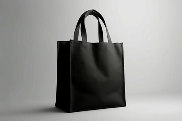 Female fashion, black bag, isolated on grey background, blank mockup design, generative ai