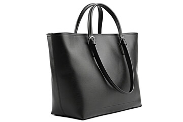 Naklejka premium Black fashion bag for female on transparent background for using as blank mockup design, Generative AI 