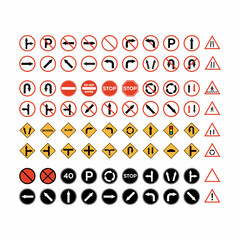 set of road sign vector icon
