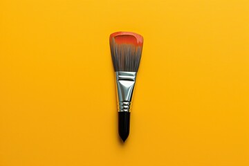 The Generative Artistry of a Paintbrush on a Cheerful Yellow Background. Generative AI