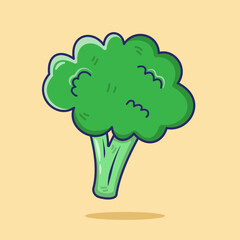 Broccoli Vegetable Asset Vector, Flat Icon, Illustration