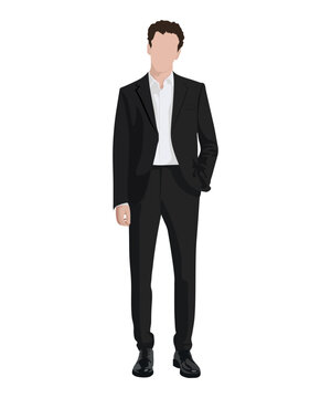 A very stylish man in a business and stylish suit on a white background. Vector illustration in flat style