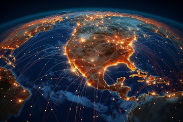 Visualization of Multiple Global Connections: Showcasing Importance of Global Trade and International Business Partnerships generative AI