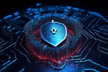 Encrypted Cybersecurity Network Shield: Illustrating Importance of Data Protection and Secure Networks in Modern Businesses generative AI