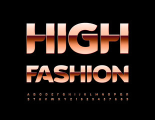 Vector elite sign High Fashion. Reflective luxury Font. Gold stylish Alphabet Letters, Numbers and Symbols set