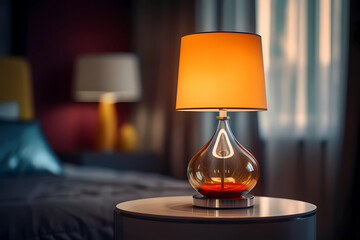 Modern Glass Lamp - Lamp with a sleek glass shade or base, offering a contemporary and stylish lighting solution (Generative AI)
