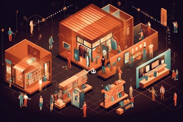 Image of Digital Marketplace: Representing Shift from Traditional Retail to E-Commerce generative AI