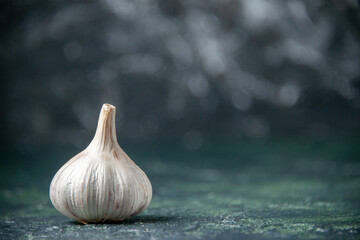 front view fresh garlic on gray background plant vegetable pepper sour seasoning greens food