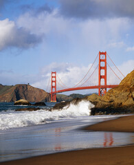 Crashing Surf Below the Golden Gate Bridge