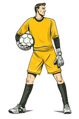 Soccer football player character cartoon illustration.