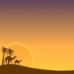 illustration of camel in the desert background for book cover wallpaper or poster etc