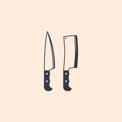 Butcher Knife Vintage Logo Template.