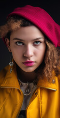 Generation Z teenage stylish girl, headshot portrait. Generative AI