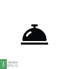 Hotel bell icon. Simple solid style. Reception, concierge, service, lobby, desk, costumer ring call concept. Black silhouette, glyph symbol. Vector illustration isolated on white background. EPS 10.